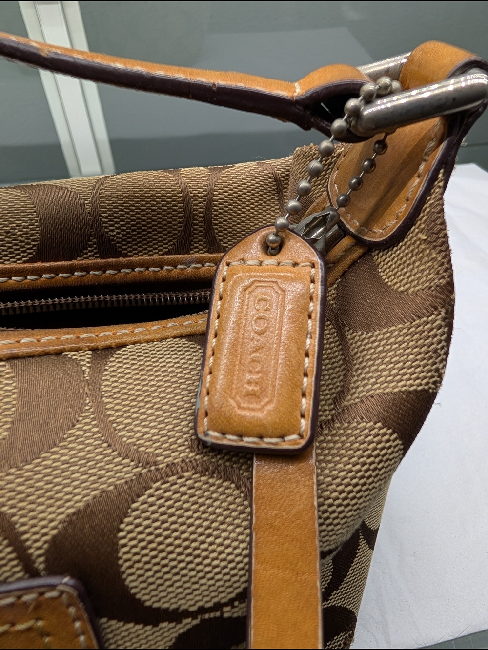 Coach Tan Signature Canvas Small Shoulder Bag - Picture 8 of 10